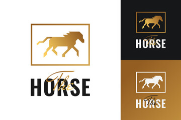 Elegant Running Horse Logo Design with Abstract Style for Business Brand Identity