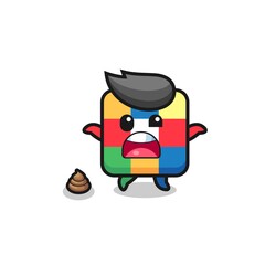 cube puzzle earth surprised to meet poop