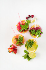 fruit lemonades on the white background
