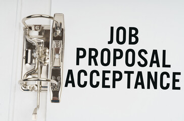 In the folder under a paper clip there is a white sheet with the inscription - Job proposal...