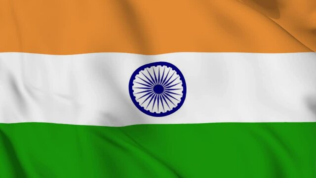 4K Ultra Hd 3840x2160. A beautiful view of india flag video. 3D indian flag waving seamless loop video animation.