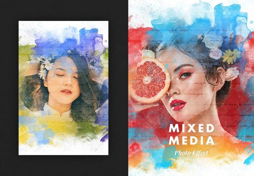 Mixed Media Painting Photo Effect Mockup