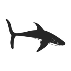 Shark black vector icon.Black vector illustration fish of sea. Isolated illustration of shark icon on white background.