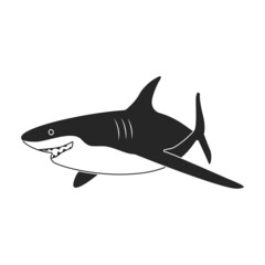 Shark black vector icon.Black vector illustration fish of sea. Isolated illustration of shark icon on white background.