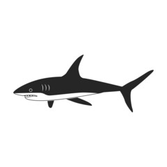 Shark black vector icon.Black vector illustration fish of sea. Isolated illustration of shark icon on white background.