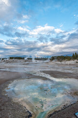 Steaming Mud Pod Area in famous Yellowstone National Park