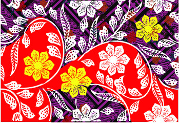 Indonesian batik motif with a very distinctive plant pattern. Exclusive vector for design