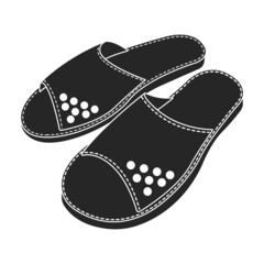 Slippers vector icon.Black vector icon isolated on white background slippers.