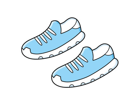 Blue Running Sport Sneakers Shoes Pair Isolated Cartoon Vector