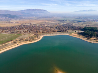 Aerial view of Drenov Dol reservoir, Bulgaria