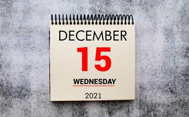 December 15 calendar. Part of a set, big data