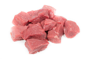Meat pieces on a white background. Studio shot