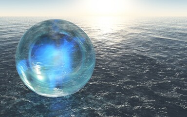 球体アート　青ボール