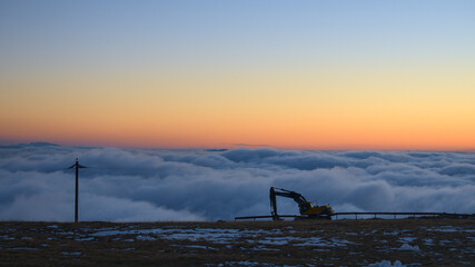 Excavator at dusk