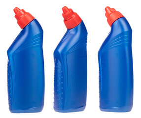 Set of bottles with Toilet Cleaner isolated on white background.