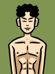 cute man cartoon on green background