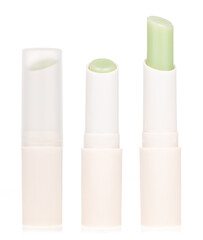 Set of Glossy lip balm stick isolated on a white background.