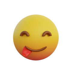 3d illustration smiley face emoticon sticking out tongue
