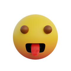 3d illustration mocking face emoticon sticking out tongue