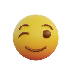3d illustration emoticon smiling expression while blinking flirtatious