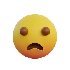 Fototapeta premium 3d illustration Emoticon expression frowning face with open mouth