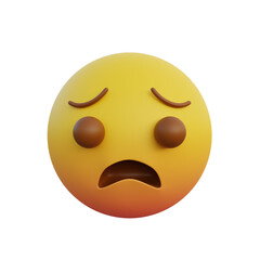 3d illustration Emoticon expression anguished face
