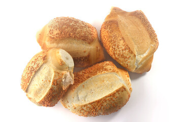 Brazilian traditional bread, called French Bread, isolated on white background