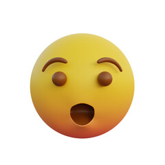 3d illustration Emoticon expression surprised face with open mouth