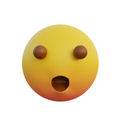 3d illustration Emoticon expression surprised face with open mouth