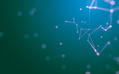 Abstract background. Molecules technology with polygonal shapes, connecting dots and lines. Connection structure. Big data visualization.