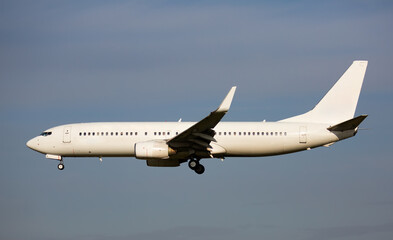 Obraz premium Image of passenger plane landing in airport afternoon at sunny day