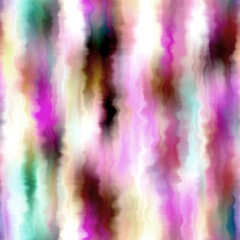 Bleed vertical stripe summer tie dye batik beach wear pattern. Seamless variegated gradient space dyed shibori effect. Washed out painterly trendy fashion print background. 