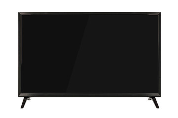 Smart television black screen 4k monitor display mock up on white background.