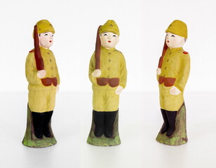 Soldier doll , Japanese soldier antique clay dolls cut out