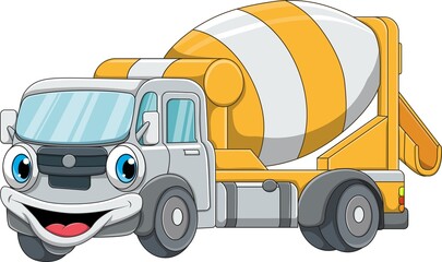 Cartoon concrete mixer truck mascot