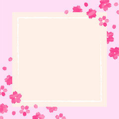 手書きの桜の花のシンプルなフレーム
