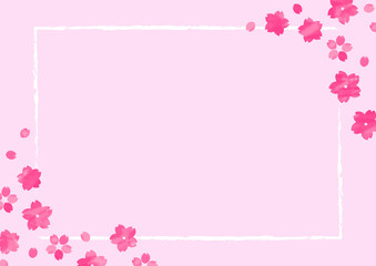 手書きの桜の花のシンプルなフレーム
