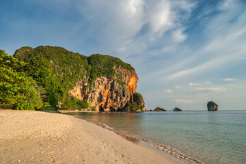 Tropical islands view with ocean sea water at Phra Nang Cave Beach, Krabi Thailand nature landscape