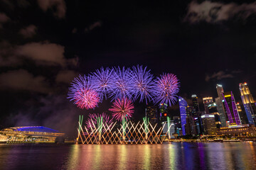 Singapore fireworks display celebration at Marina Bay, Colorful New Year Firework