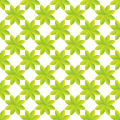 Seamless abstract pattern with green flowers with a gradient on a white background.