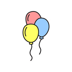 Illustration of a balloons. Isolated balloons flat line contour.