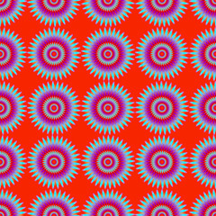 Seamless abstract pattern with circles optical effect on a bright background.