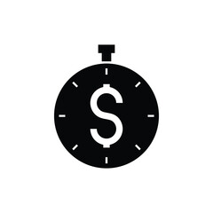 Time is money icon.  Clock and dollar line symbol isolated on white background