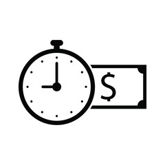 Obraz premium Time is money icon. Clock and dollar line symbol isolated on white background