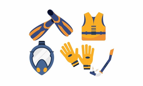 Set of diving equipment logo vector