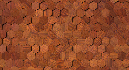 3d illustration of wooden wall panel. Abstract panelling pattern