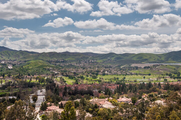 Fototapeta na wymiar California Landscape - aerial view of Simi Valley near Los Angeles CA, spring