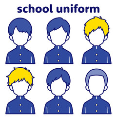 人物イラストセット_男子高校生_顔無し_ビタミンカラー