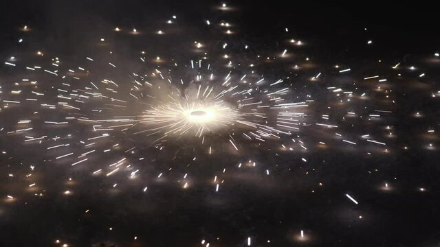 Slow Motion of a type of firework or cracker known as Chakra or Chakri rotating on the ground, during the Diwali festival celebrations in India