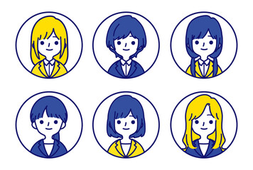 人物アイコンセット_スーツの女性_ビタミンカラー